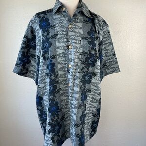 Vintage Side Out Hawaiian Floral Button Down EUC